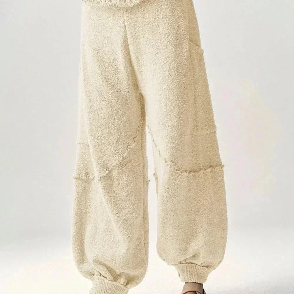 Beige Casual Women's High Waisted Loose Drawstring Pants - Picture 4 of 8